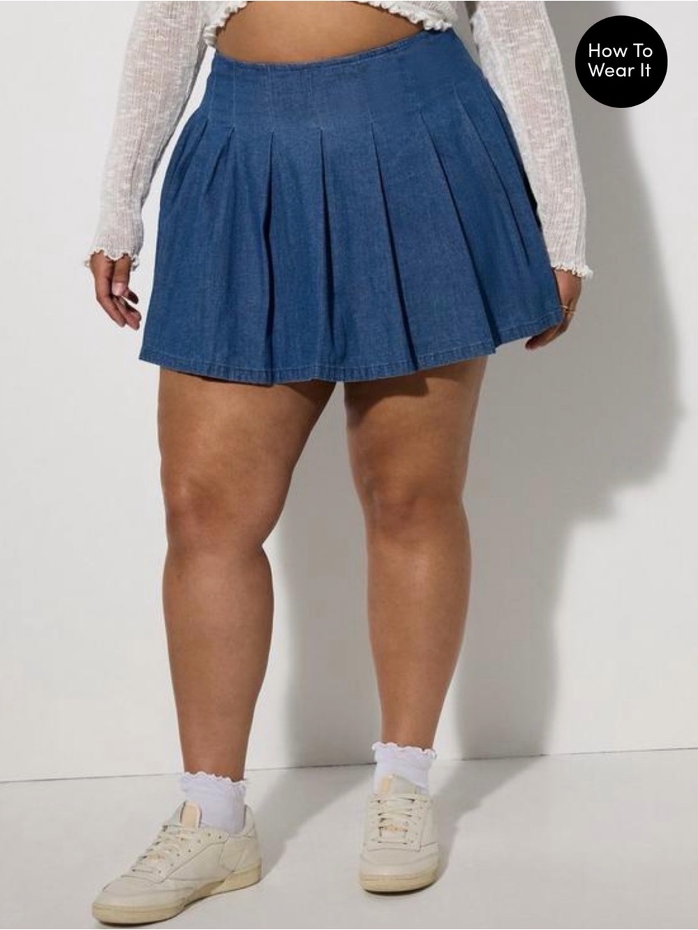Size 1 Pleated Denim Skort